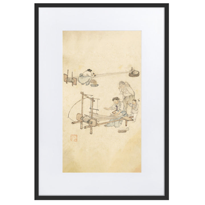 Weberei, Kim Hong-do - Poster im Rahmen mit Passepartout Schwarz / 61×91 cm artlia