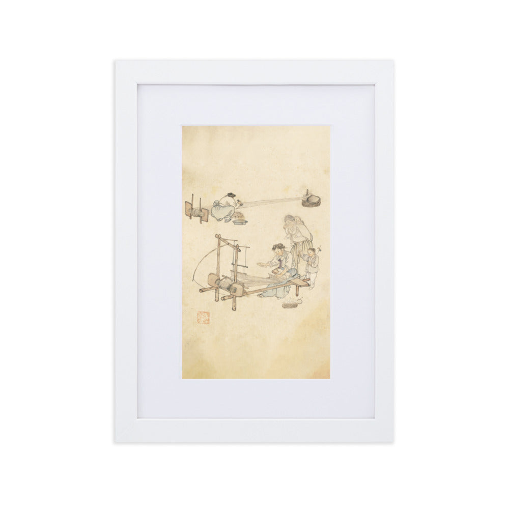 Weberei, Kim Hong-do - Poster im Rahmen mit Passepartout Weiß / 21×30 cm artlia