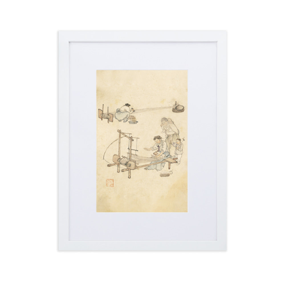 Weberei, Kim Hong-do - Poster im Rahmen mit Passepartout Weiß / 30×40 cm artlia