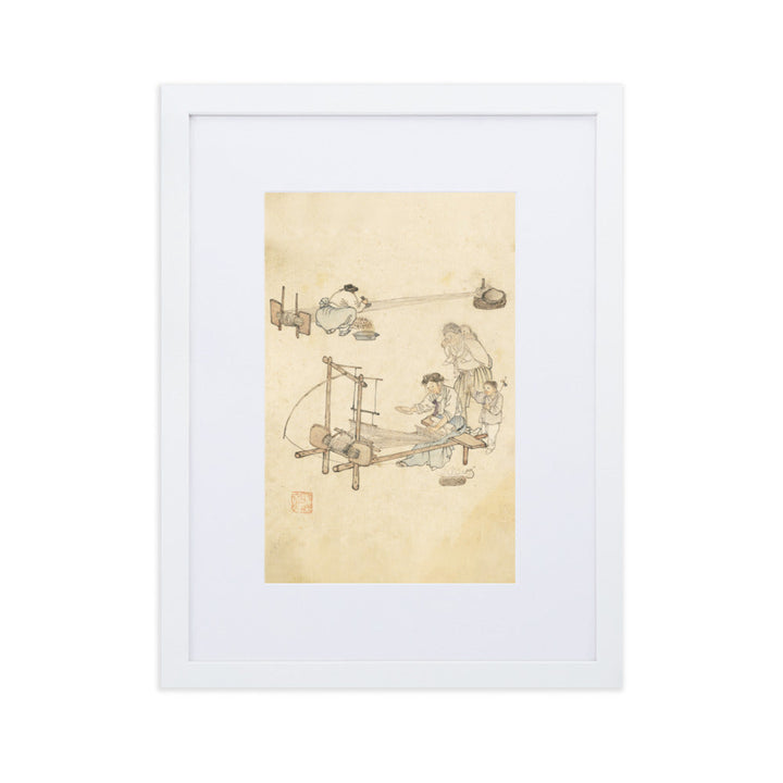 Weberei, Kim Hong-do - Poster im Rahmen mit Passepartout Weiß / 30×40 cm artlia