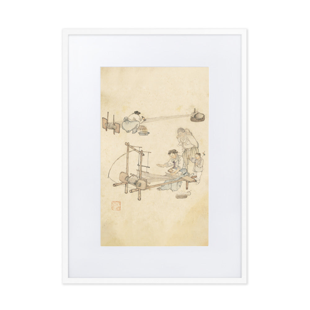 Weberei, Kim Hong-do - Poster im Rahmen mit Passepartout Weiß / 50×70 cm artlia