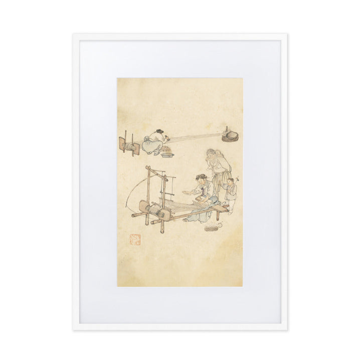 Weberei, Kim Hong-do - Poster im Rahmen mit Passepartout Weiß / 50×70 cm artlia