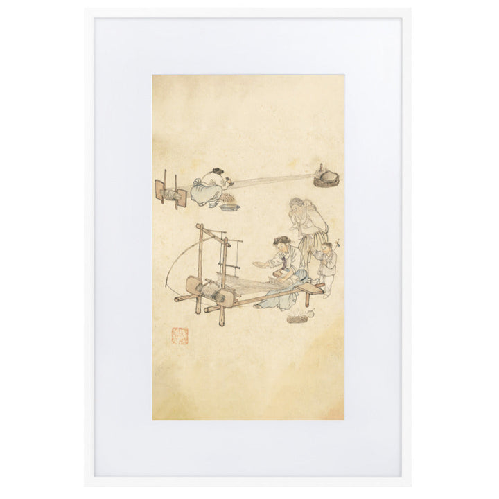Weberei, Kim Hong-do - Poster im Rahmen mit Passepartout Weiß / 61×91 cm artlia