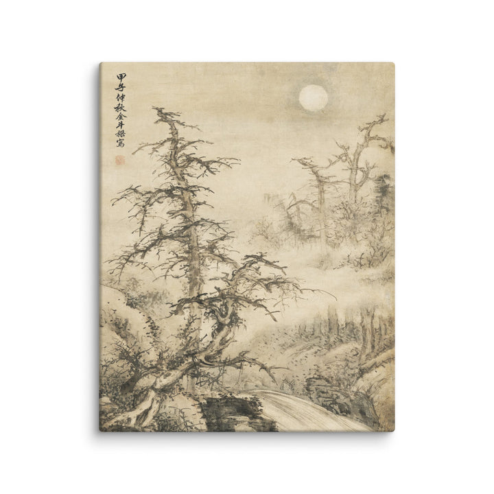 Tela - Paesaggio autunnale notturno con luna