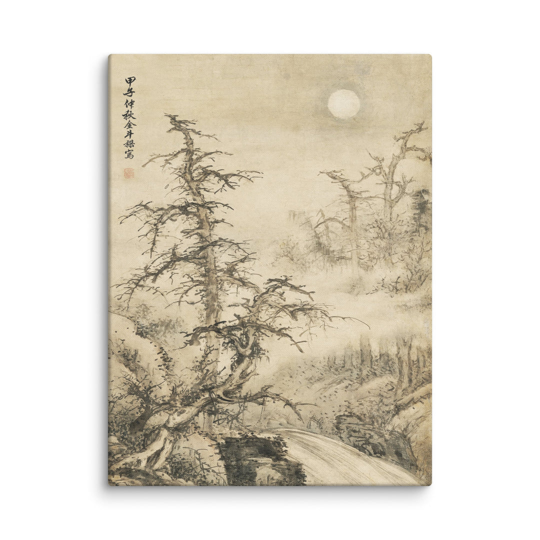 Tela - Paesaggio autunnale notturno con luna