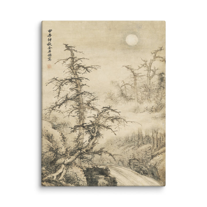 Tela - Paesaggio autunnale notturno con luna