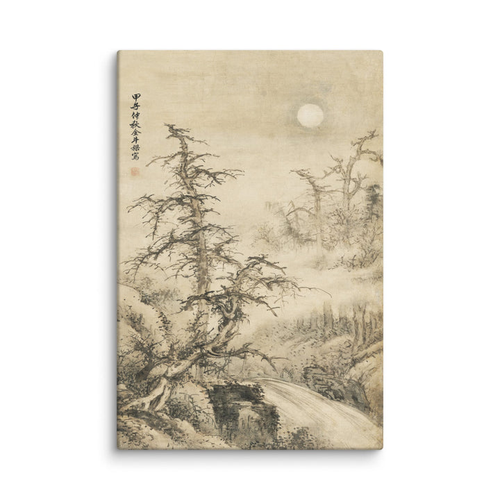 Tela - Paesaggio autunnale notturno con luna