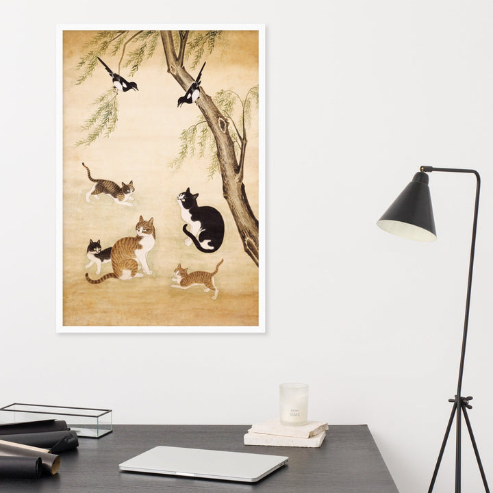enhanced-matte-paper-framed-poster-_cm_-white-61x91-cm-ji-un-jo-katzen-unter-der-weide-cats-under-the-willow