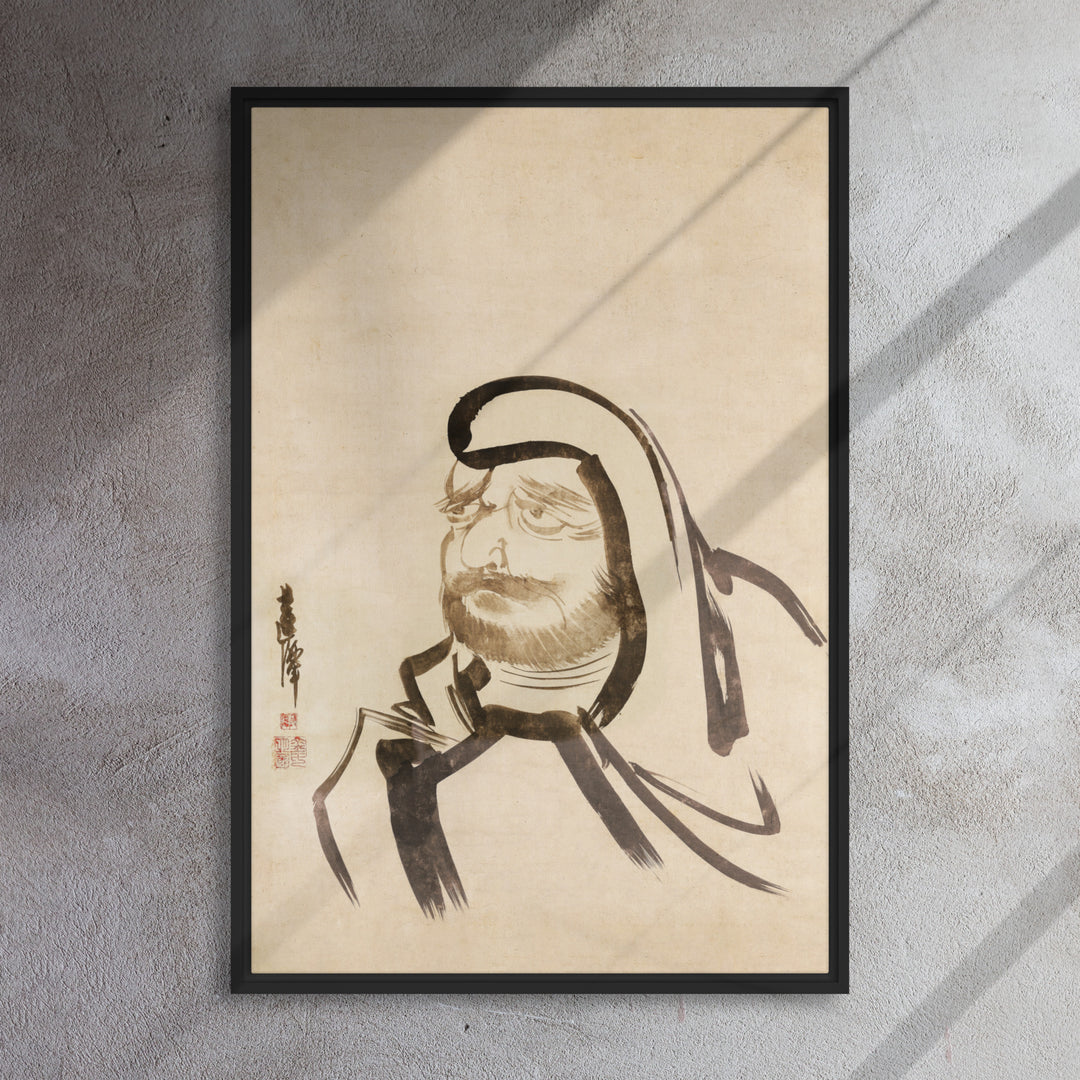 framed-canvas-_in_-black-24x36-bodhidharma-daruma-in-tuschmalerei-myeong-guk-kim