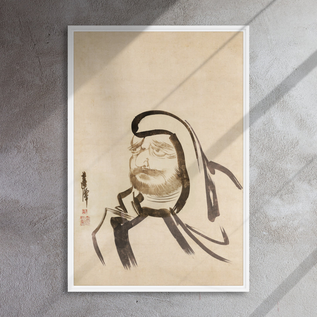 framed-canvas-_in_-white-24x36-bodhidharma-daruma-in-tuschmalerei-myeong-guk-kim