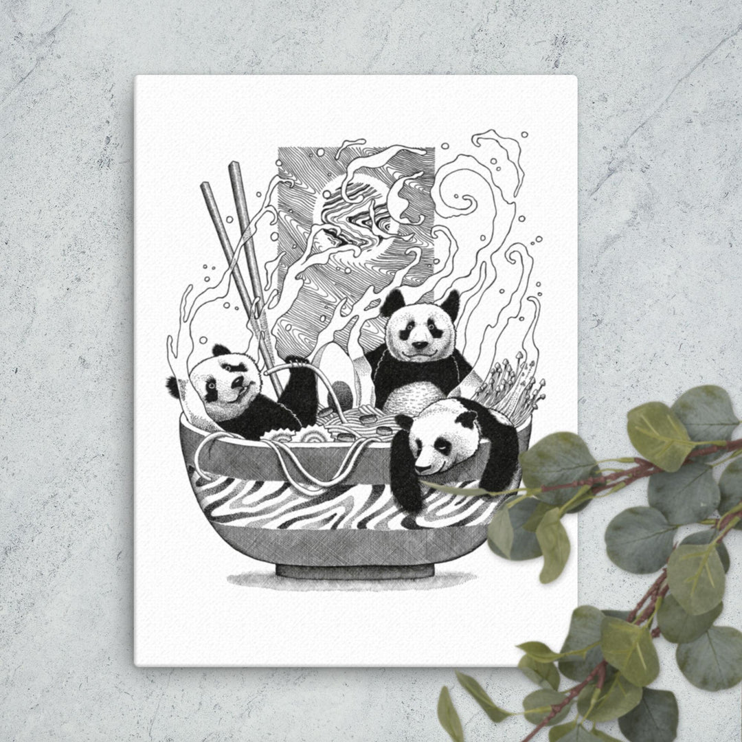 Gerahmte Leinwand - Panda Ramen Pavel Illustrations artlia