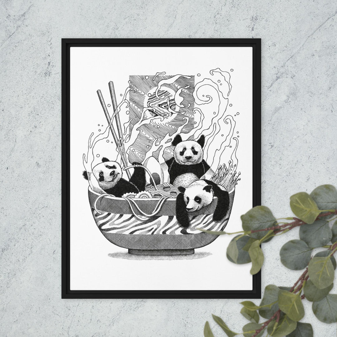 Gerahmte Leinwand - Panda Ramen Pavel Illustrations artlia