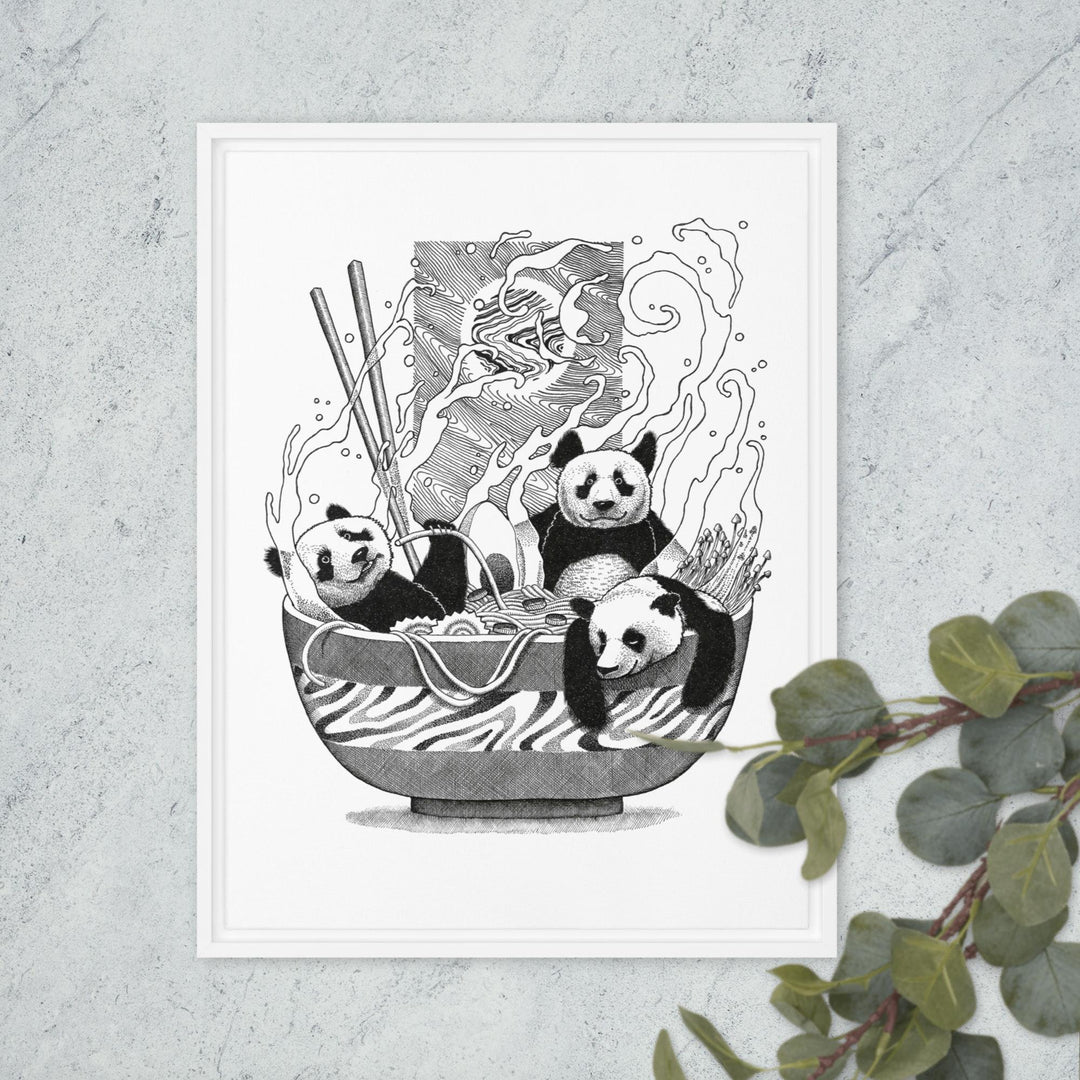 Gerahmte Leinwand - Panda Ramen Pavel Illustrations artlia