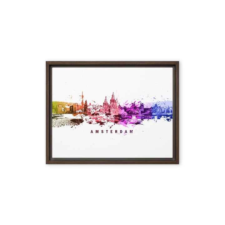 Gerahmte Leinwand - Skyline Amsterdam Marko Kurth Braun / 31x41 cm (12″×16″) artlia