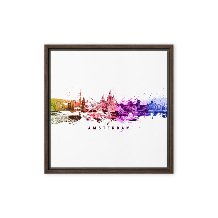 Gerahmte Leinwand - Skyline Amsterdam Marko Kurth Braun / 41x41 cm (16″×16″) artlia