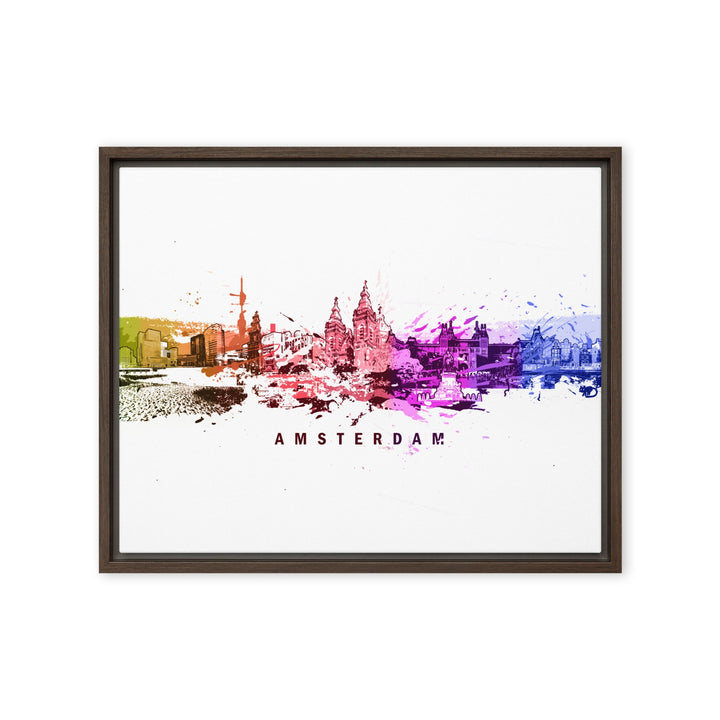 Gerahmte Leinwand - Skyline Amsterdam Marko Kurth Braun / 41x51 cm (16″×20″) artlia