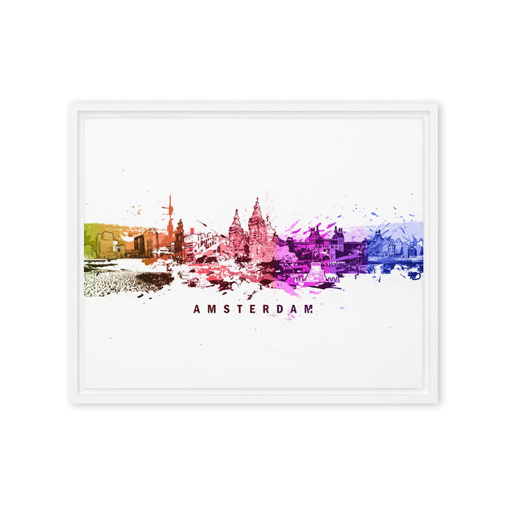 Gerahmte Leinwand - Skyline Amsterdam Marko Kurth Weiß / 41x51 cm (16″×20″) artlia