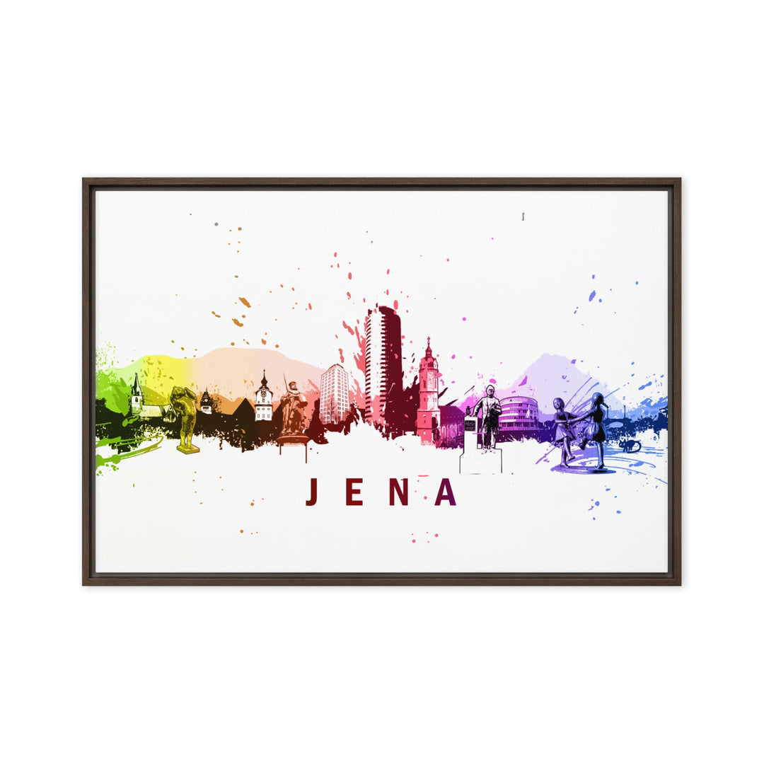 Gerahmte Leinwand - Skyline Jena Marko Kurth Braun / 61x91 cm (24″×36″) artlia