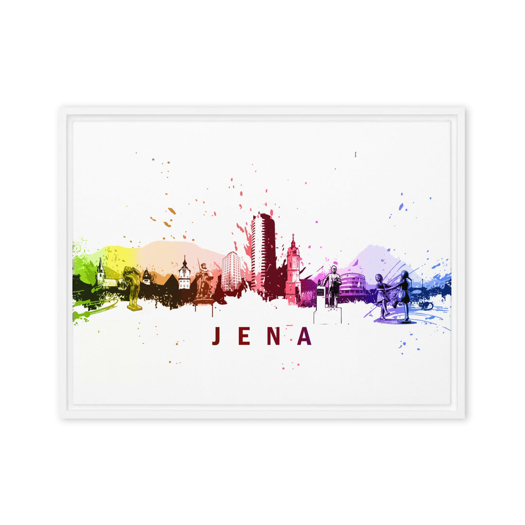 Gerahmte Leinwand - Skyline Jena Marko Kurth Weiß / 46x61 cm (18″×24″) artlia