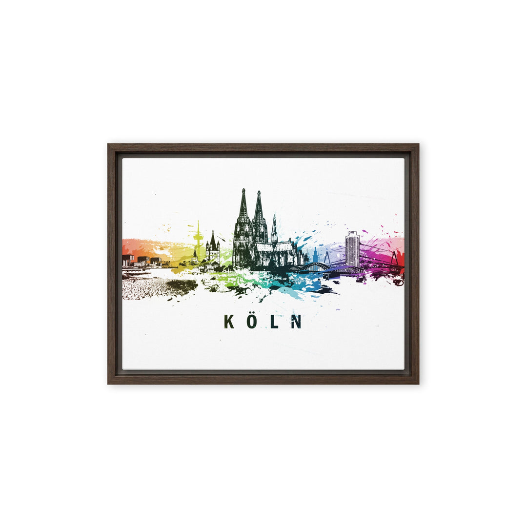 Gerahmte Leinwand - Skyline Köln Marko Kurth Braun / 31x41 cm (12″×16″) artlia