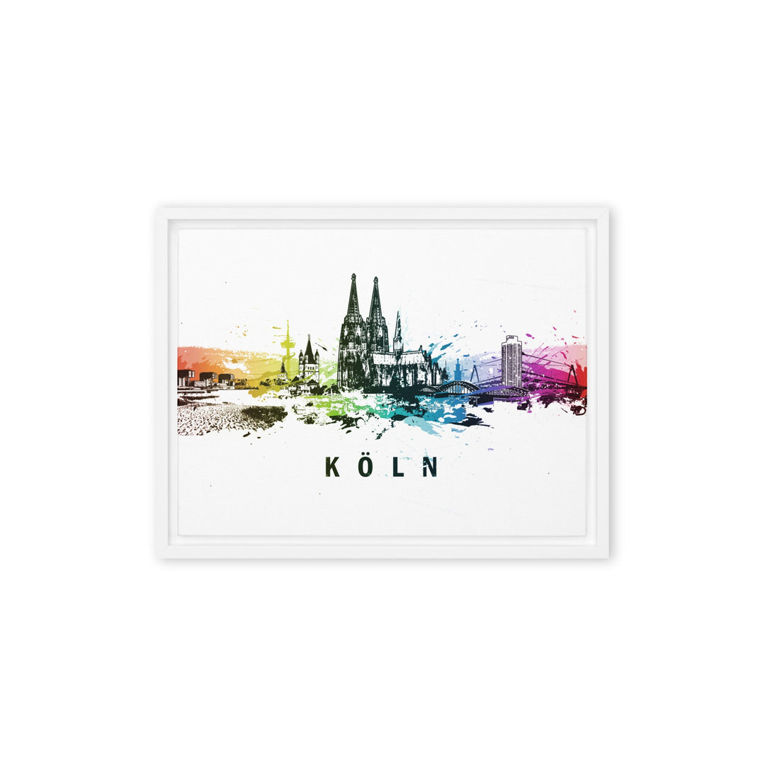 Gerahmte Leinwand - Skyline Köln Marko Kurth Weiß / 31x41 cm (12″×16″) artlia