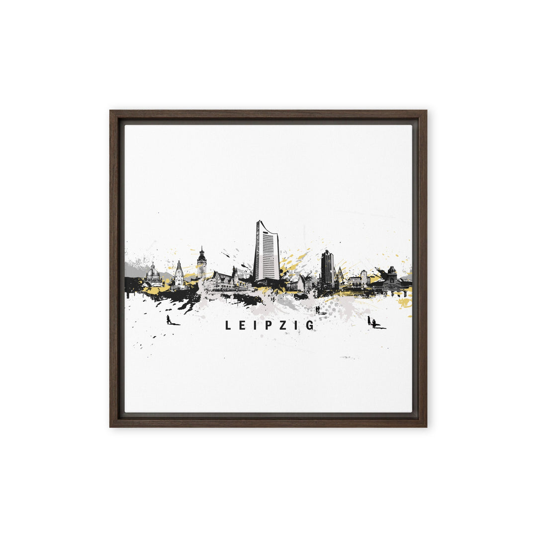 Gerahmte Leinwand - Skyline Leipzig Marko Kurth Braun / 41x41 cm (16″×16″) artlia