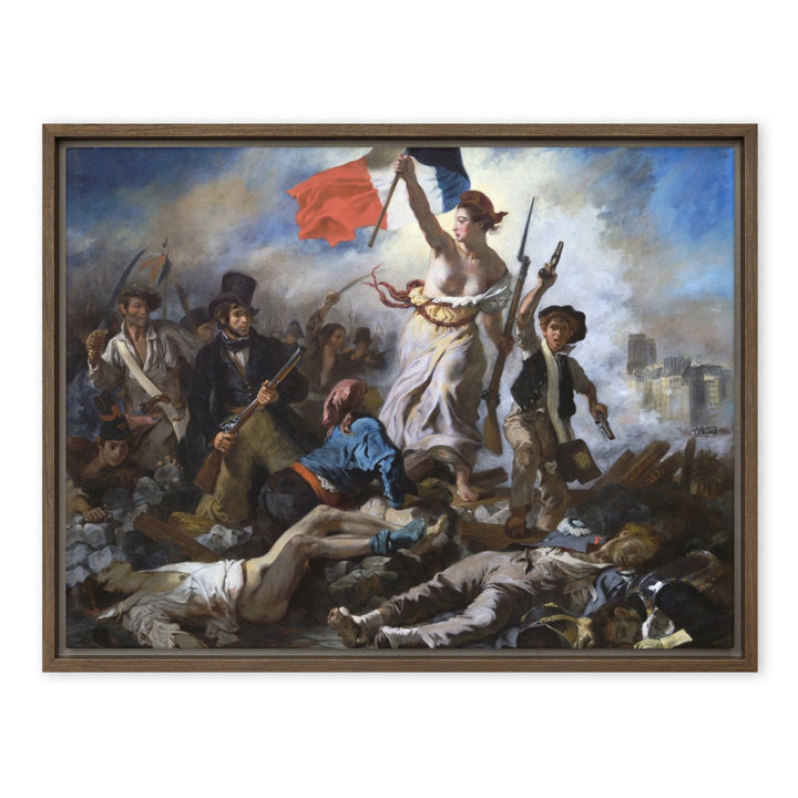 Leinwand - Eugène Delacroix, Die Freiheit führt das Volk Braun / 46x61 cm (18″×24″) artlia