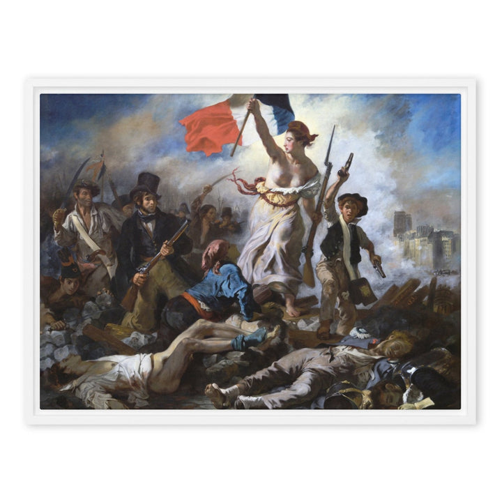 Leinwand - Eugène Delacroix, Die Freiheit führt das Volk Weiß / 46x61 cm (18″×24″) artlia