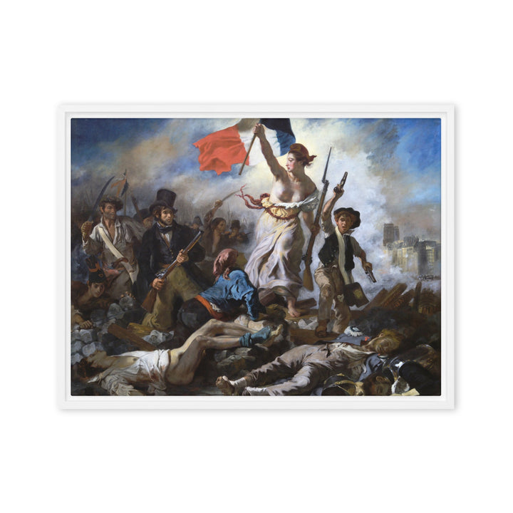 Leinwand - Eugène Delacroix, Die Freiheit führt das Volk Weiß / 61x81 cm (24″×32″) artlia
