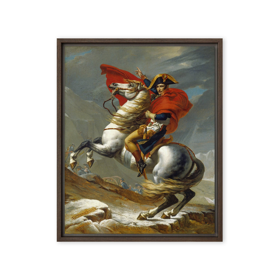 Leinwand - Napoleon Crossing the Alps Jacques-Louis David Braun / 41x51 cm (16″×20″) artlia