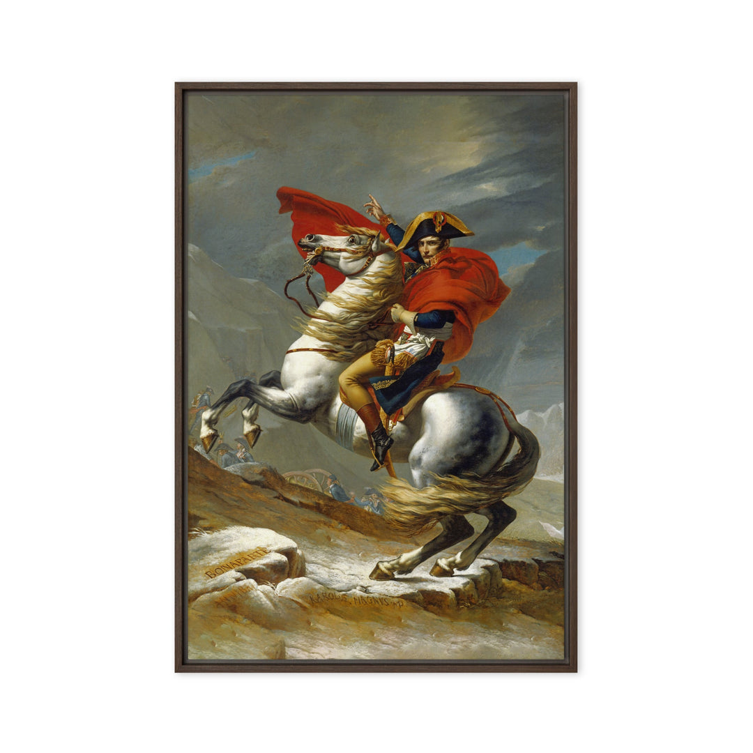 Leinwand - Napoleon Crossing the Alps Jacques-Louis David Braun / 61x91 cm (24″×36″) artlia