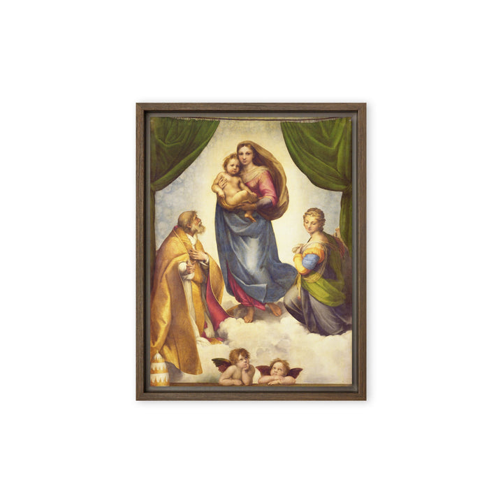 Leinwand - Raffaello Sanzio da Urbino, Die Sixtinische Madonna Braun / 31x41 cm (12″×16″) artlia