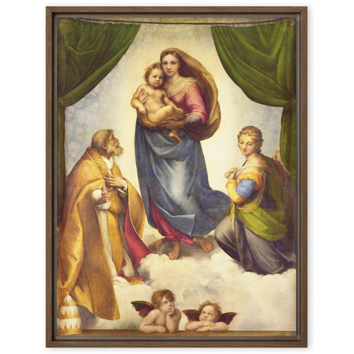 Leinwand - Raffaello Sanzio da Urbino, Die Sixtinische Madonna Braun / 46x61 cm (18″×24″) artlia