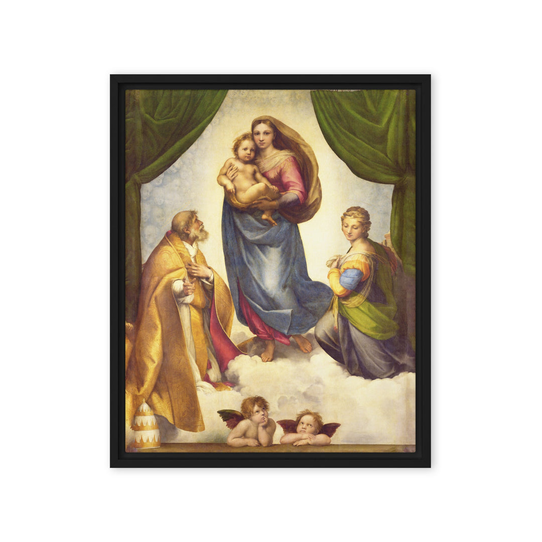 Leinwand - Raffaello Sanzio da Urbino, Die Sixtinische Madonna Schwarz / 41x51 cm (16″×20″) artlia