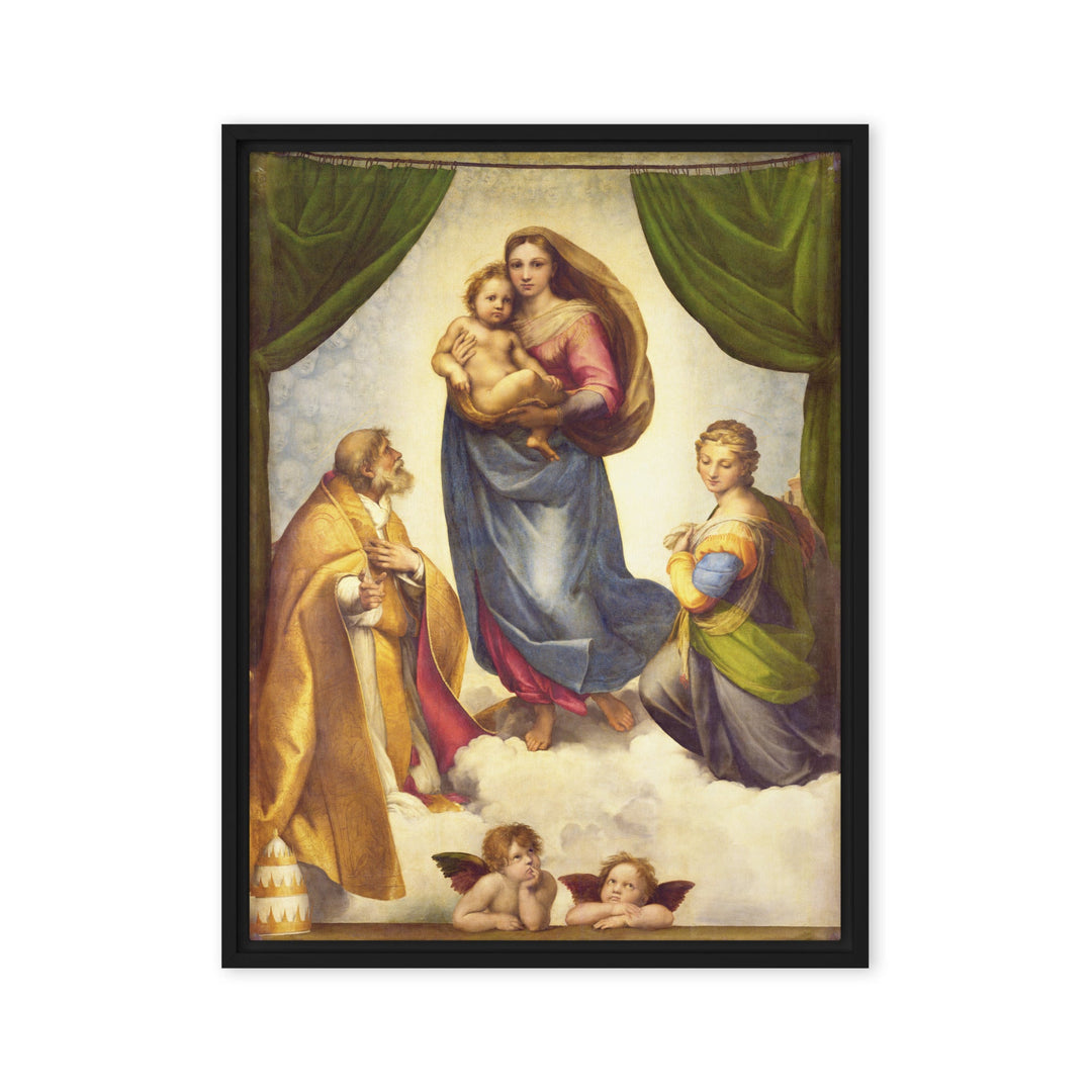 Leinwand - Raffaello Sanzio da Urbino, Die Sixtinische Madonna Schwarz / 46x61 cm (18″×24″) artlia