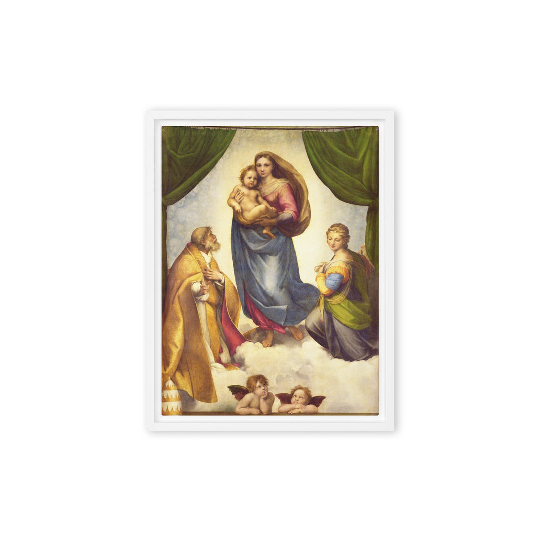 Leinwand - Raffaello Sanzio da Urbino, Die Sixtinische Madonna Weiß / 31x41 cm (12″×16″) artlia