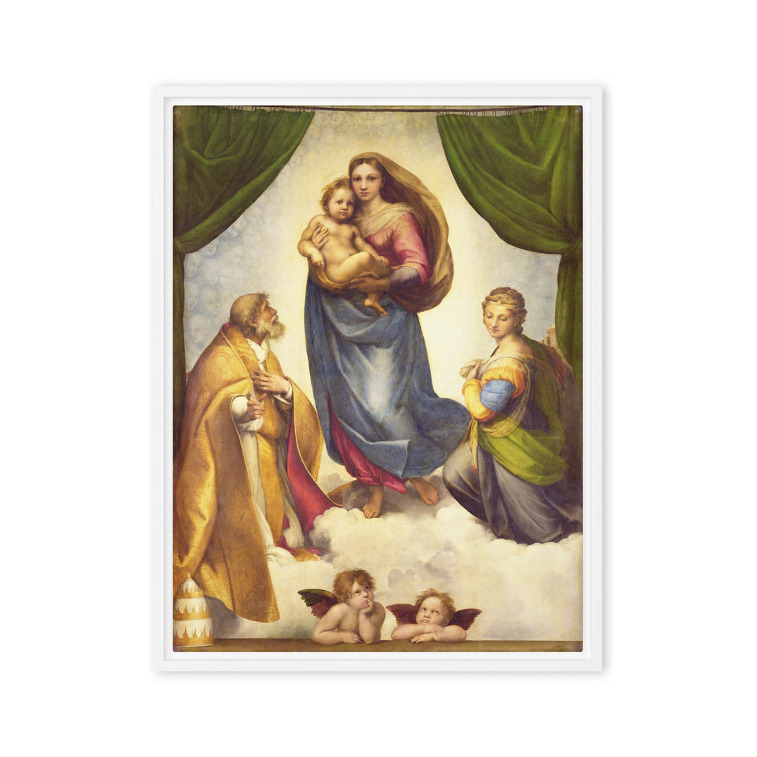 Leinwand - Raffaello Sanzio da Urbino, Die Sixtinische Madonna Weiß / 61x81 cm (24″×32″) artlia