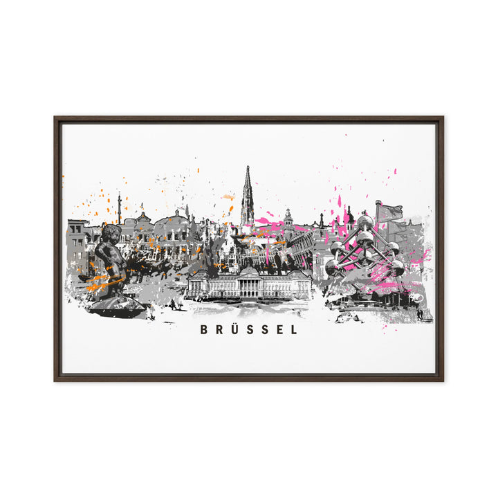 Leinwand - Skyline Brüssel Marko Kurth Braun / 61x91 cm (24″×36″) artlia