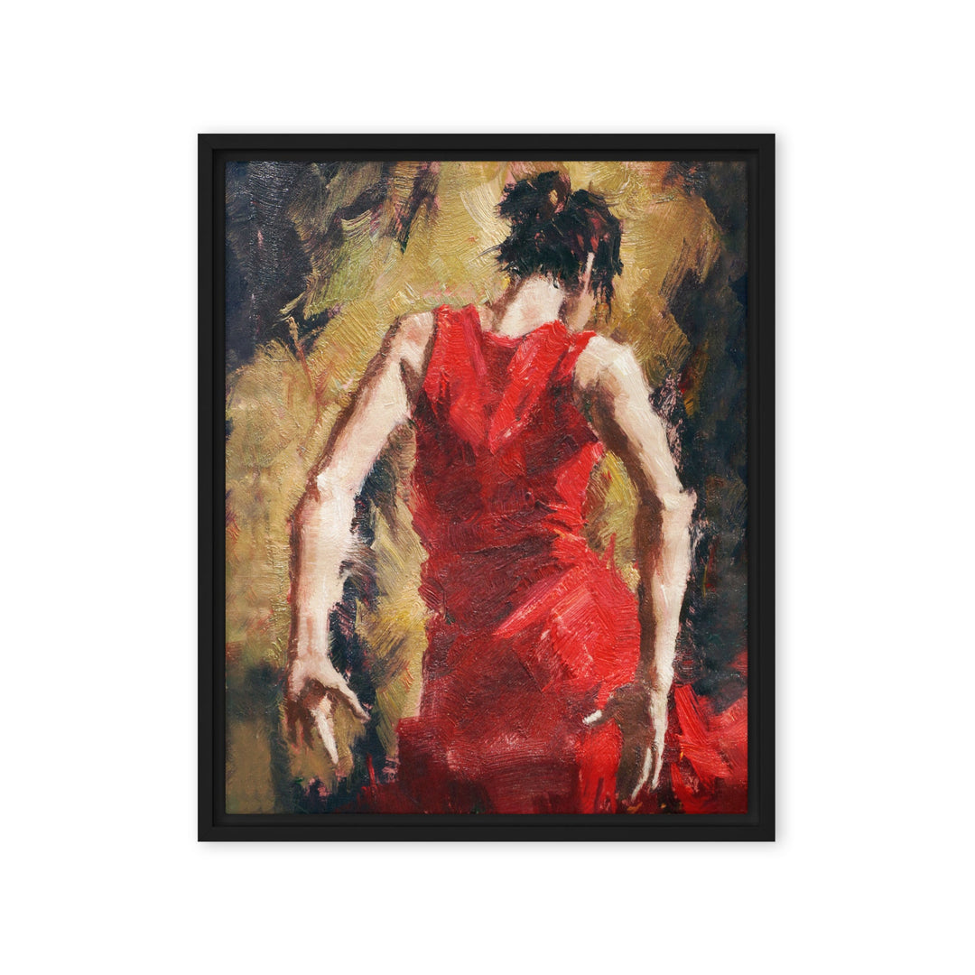 Leinwand - Tango Woman in Red Dress Kuratoren von artlia Schwarz / 41x51 cm (16″×20″) artlia