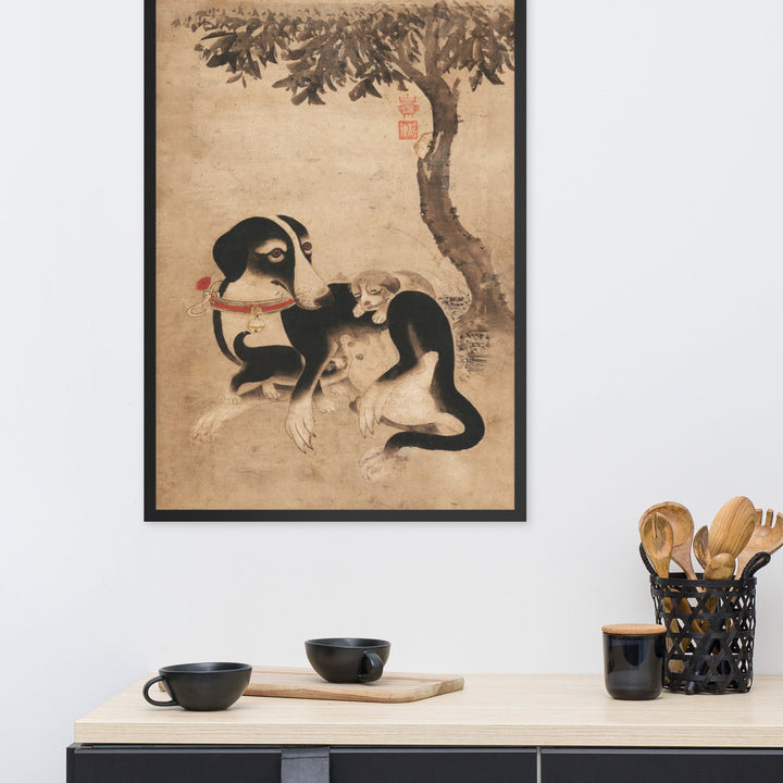 poster-Hundemutter-mit-Welpen-framed-poster-_cm_-black-61x91-cm-front