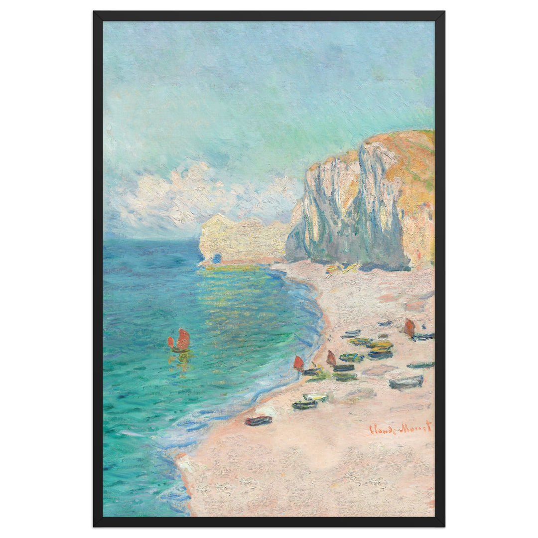 Poster - Claude Monet, Étretat: The Beach and the Falaise d'Amont Schwarz / 61×91 cm artlia