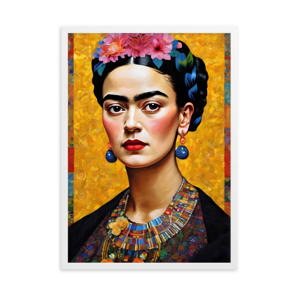 Poster - Frida Kahlo in the style of Gustav Klimt Kuratoren von artlia Weiß / 50×70 cm artlia