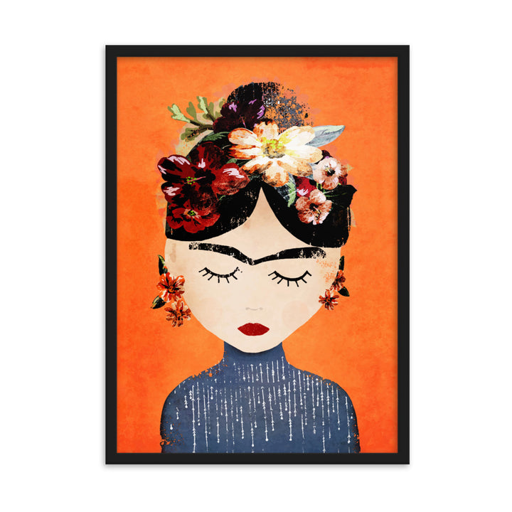 Poster - Frida Kahlo Orange Kuratoren von artlia Schwarz / 50×70 cm artlia