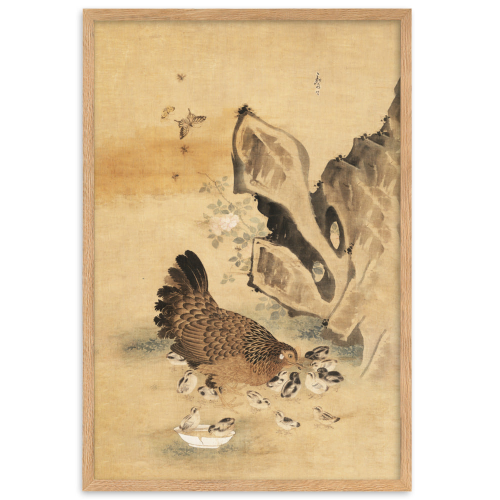 Poster - Henne und Küken, Byeon Sang-byeok Byeon Sang-byeok Oak / 61×91 cm artlia