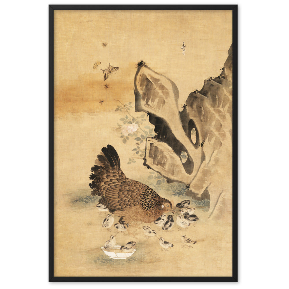 Poster - Henne und Küken, Byeon Sang-byeok Byeon Sang-byeok Schwarz / 61×91 cm artlia