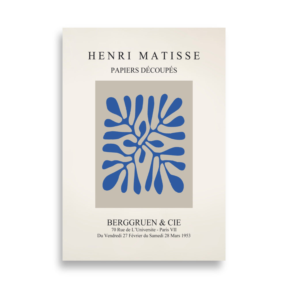 Poster - Henri Matisse, Papier Découpés blaue Blätter Henri Matisse ohne Rahmen / 21×30 cm artlia