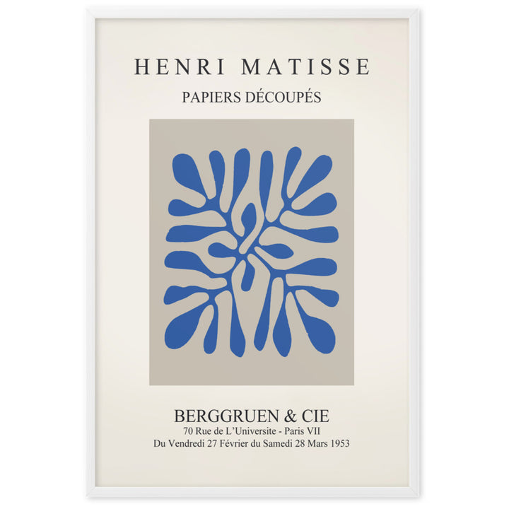 Poster - Henri Matisse, Papier Découpés blaue Blätter Henri Matisse Weiß / 61×91 cm artlia