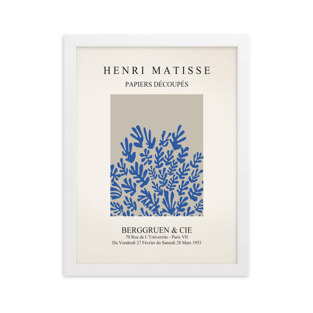 Poster - Henri Matisse, Papier Découpés blaue Blumen Henri Matisse Weiß / 30×40 cm artlia