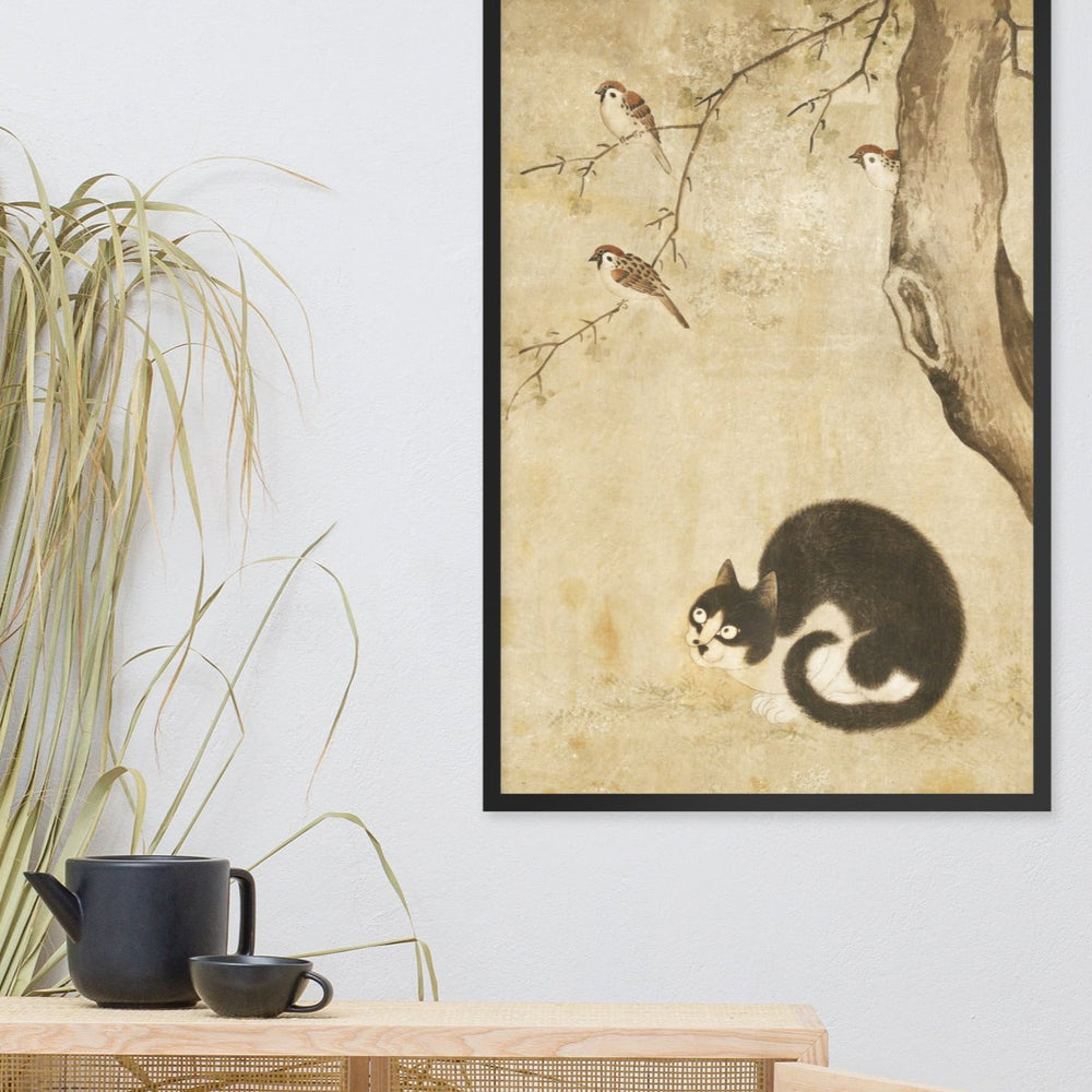 Poster - Katze und Spatzen, Byeon Sang-byeok Byeon Sang-byeok artlia
