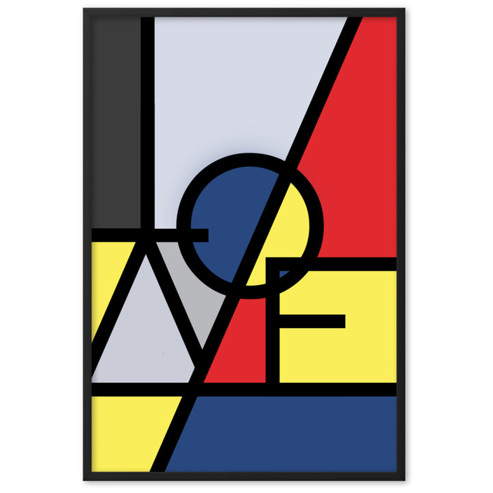 Poster - "LOVE" im Stil von Mondrian Kuratoren von artlia Schwarz / 61×91 cm artlia